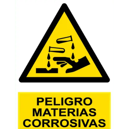 Señal / Cartel de Peligro. Materias corrosivas