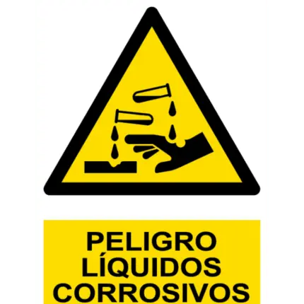 Señal / Cartel de Peligro. Líquidos corrosivos