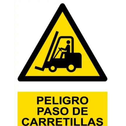 Señal / Cartel de Peligro. Paso de carretillas