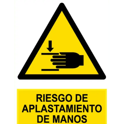 Señal / Cartel de Riesgo de aplastamiento de manos