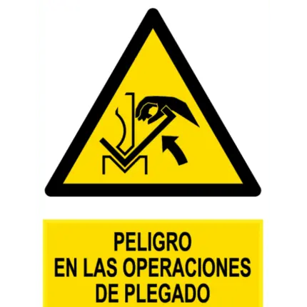 Señal / Cartel de Peligro en las operaciones de plegado