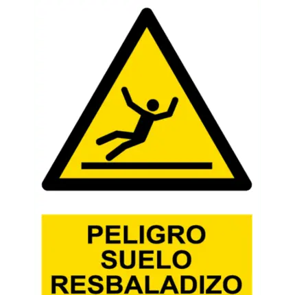 Señal / Cartel de Peligro. Suelo resbaladizo
