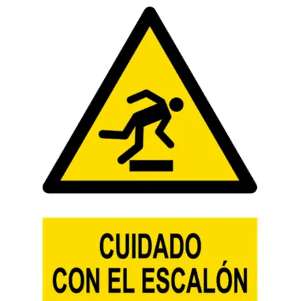 Señal / Cartel de Cuidado con el escalón
