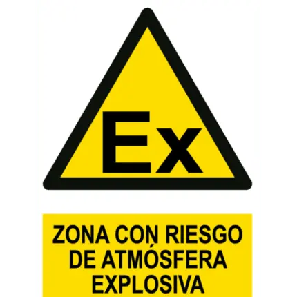 Señal / Cartel de Peligro. Atmósfera explosiva