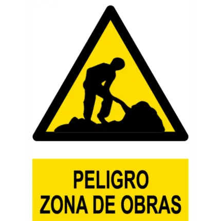 Señal / Cartel de Peligro. Zona de obras