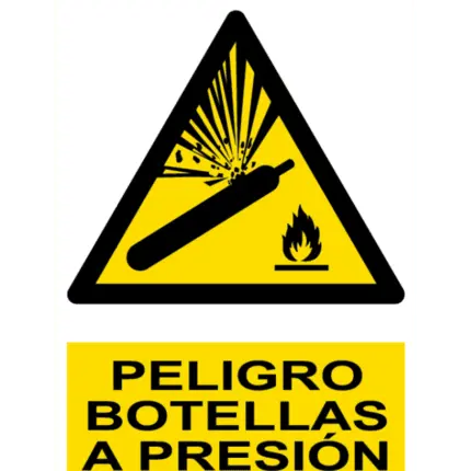 Señal / Cartel de Peligro. Botellas a presión