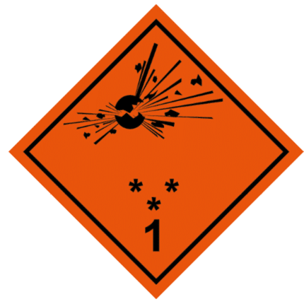 Señal de Riesgo de explosión. Divisiones 1.1 1.2 1.3