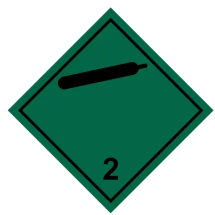 Señal de Gas no inflamable no tóxico. División 2.2. Negra