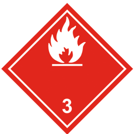 Sign of flammable liquids. White flame