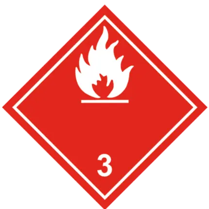 Sign of flammable liquids. White flame