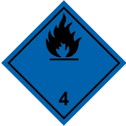 Señal de Materia contacto agua gas inflamable. Negra