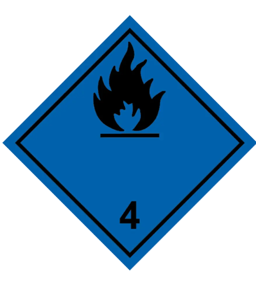 ADR-060 Señal de Materia contacto agua gas inflamable. Negra