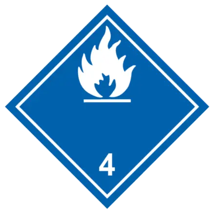 Señal de Materia contacto agua gas inflamable. Blanca