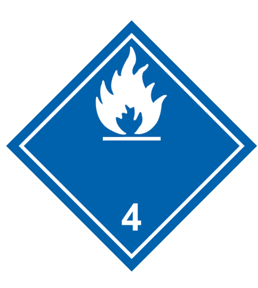 ADR-065 Señal de Materia contacto agua gas inflamable. Blanca