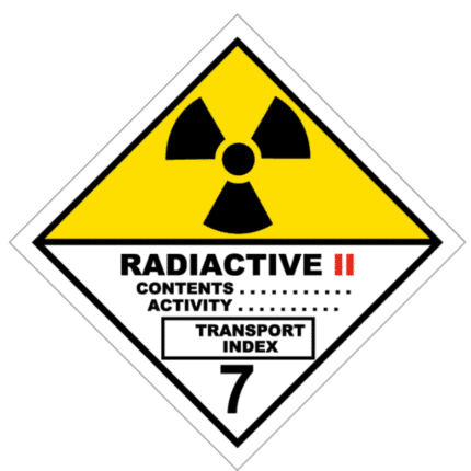 Señal de Materias radiactiva. Categoría II