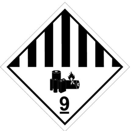 Señal de Materias objetos peligrosos diversos. Pila litio