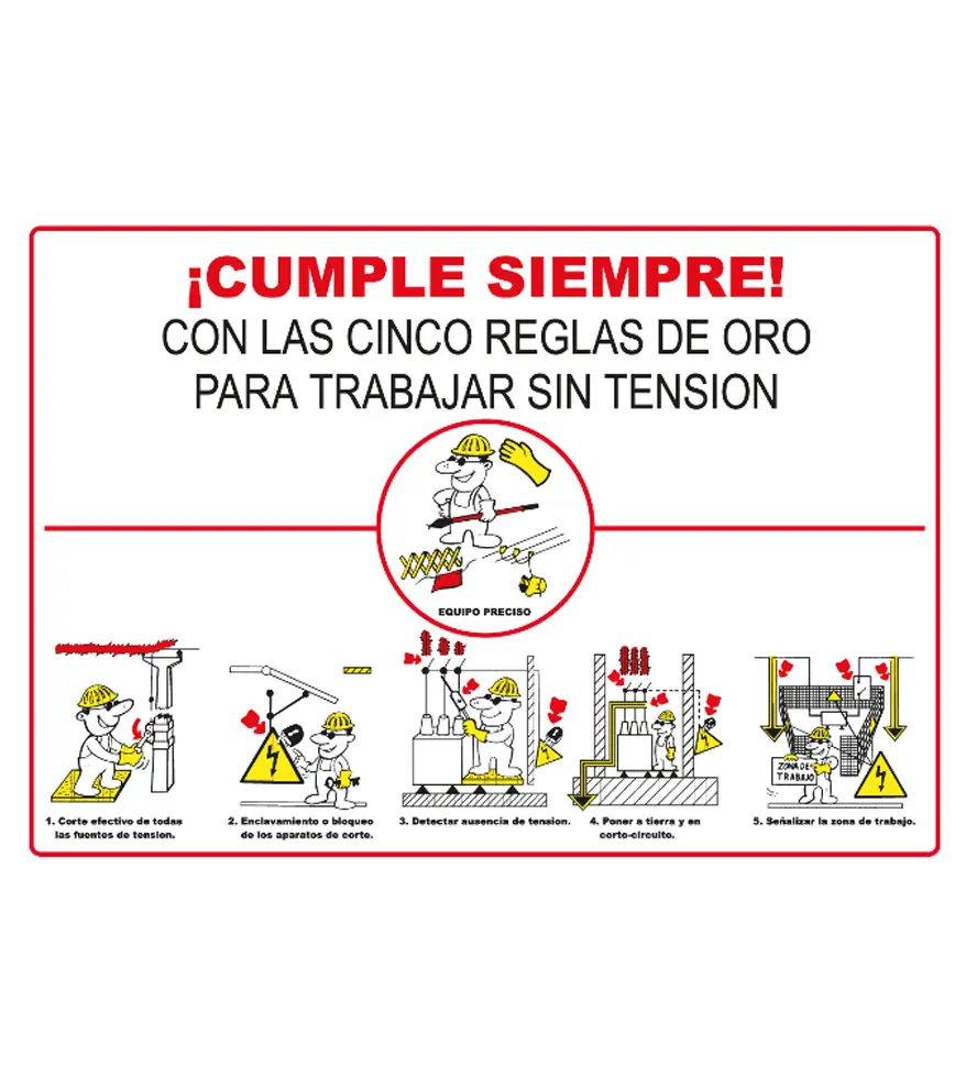 CI-010 Cartel informativo de Reglas para trabajar sin tensión
