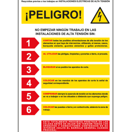 Danger information poster high voltage installations