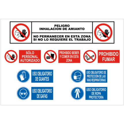 Señal / Cartel Peligro. Inhalación de amianto