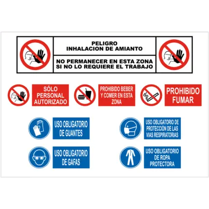 Señal / Cartel Peligro. Inhalación de amianto