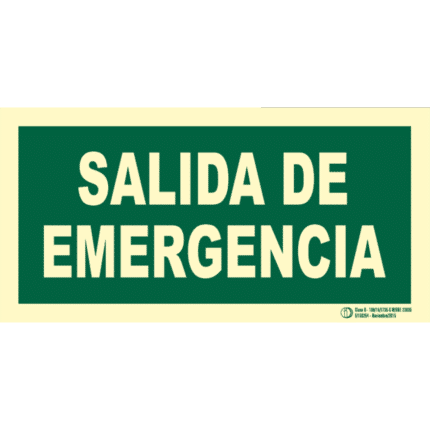 Señal / Cartel de Salida de emergencia. Clase B