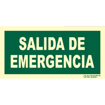 Señal / Cartel de Salida de emergencia. Clase B