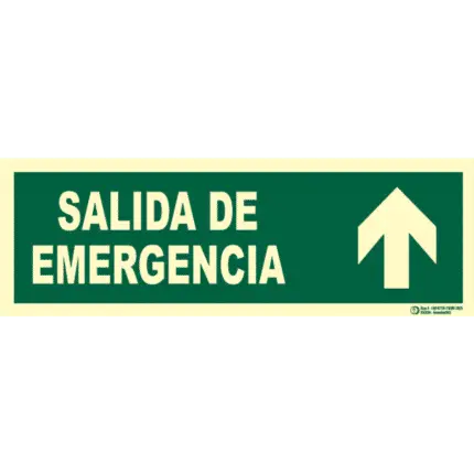 Señal / Cartel Salida emergencia con flecha. Clase B