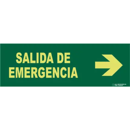 Señal / Cartel de Salida emergencia con flecha. Clase A
