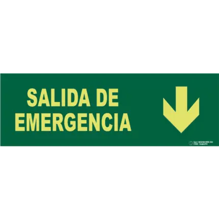 Señal / Cartel de Salida emergencia con flecha. Clase A