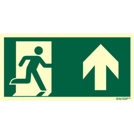 Señal / Cartel evacuación con flecha. Clase B