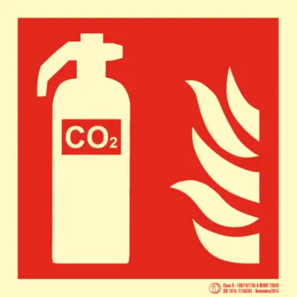 Señal / Cartel de Extintor CO2 luminiscente. Clase B