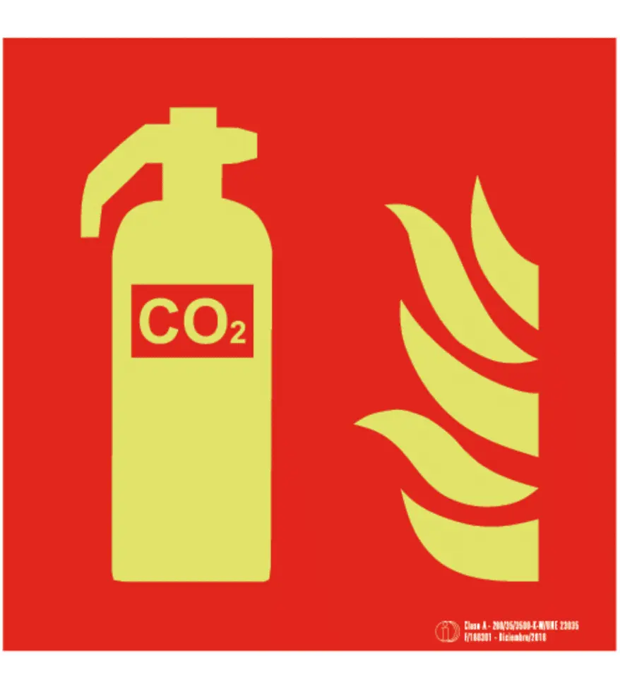 F001A.CA Señal / Cartel de Extintor CO2 luminiscente. Clase A