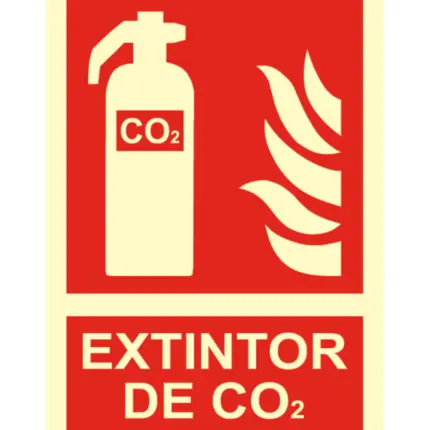 Señal / Cartel de Extintor CO2 luminiscente. Clase B