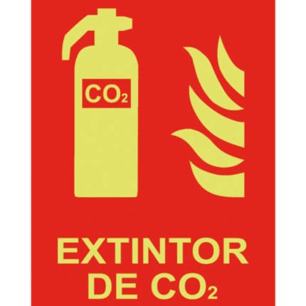 Señal / Cartel de Extintor CO2 luminiscente. Clase A