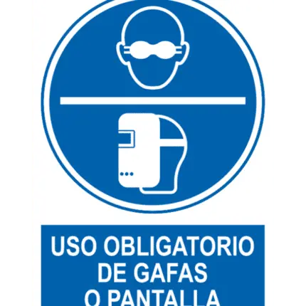 Señal / Cartel de Uso obligatorio de gafas o pantalla