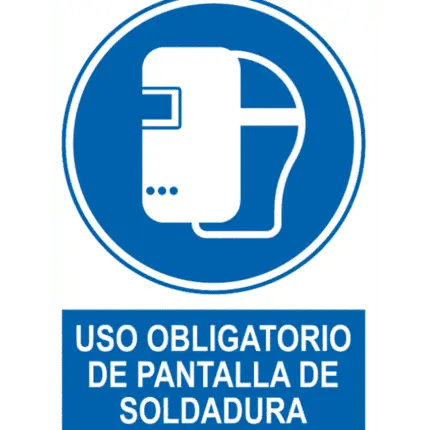 Señal / Cartel de Uso obligatorio de pantalla soldadura