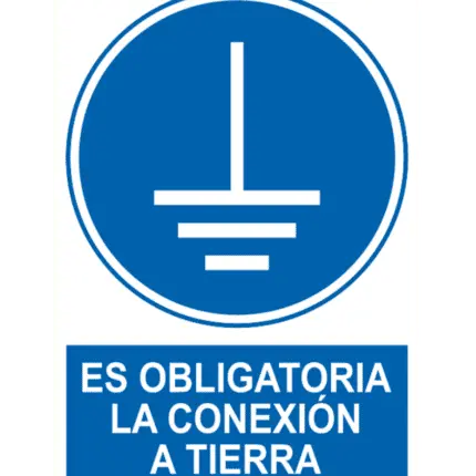 Señal / Cartel de Es obligatoria la conexión a tierra