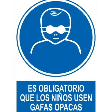 Señal / Cartel de Obligatorio niños gafas opacas