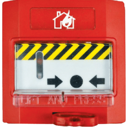 Pulsador rearmable de alarma con tapa