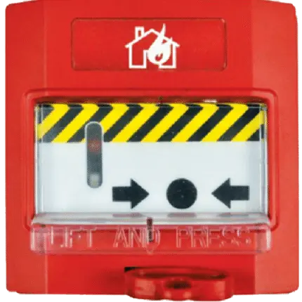 Pulsador rearmable de alarma con tapa