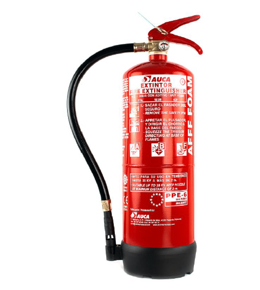 PPE6_27A_183B_40F Extintor de 6 lt de agua + AFFF para marina PPE6