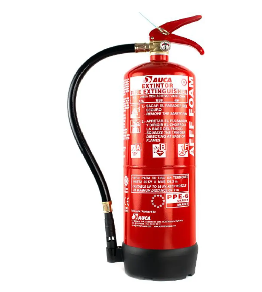 PPE6_27A_183B_40F Extintor de 6 lt de agua + AFFF para marina PPE6