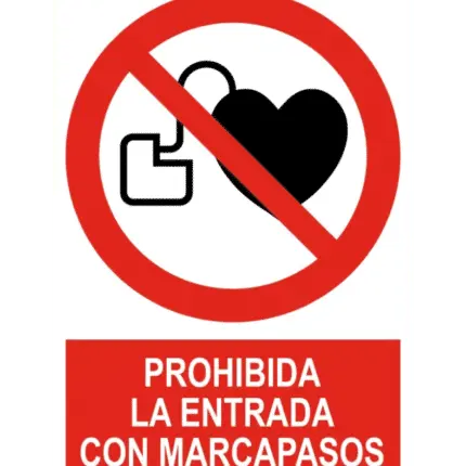 Señal / Cartel de Prohibida la entrada con marcapasos