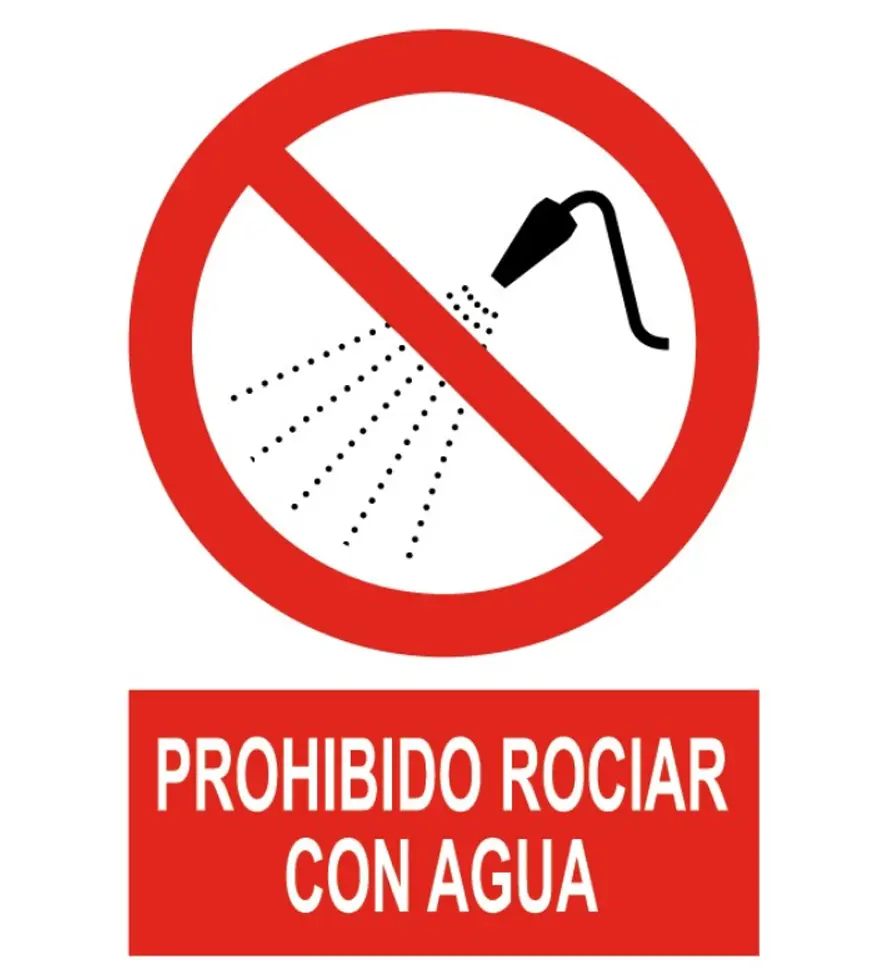 PR-3360 Señal / Cartel de Prohibido rociar con agua