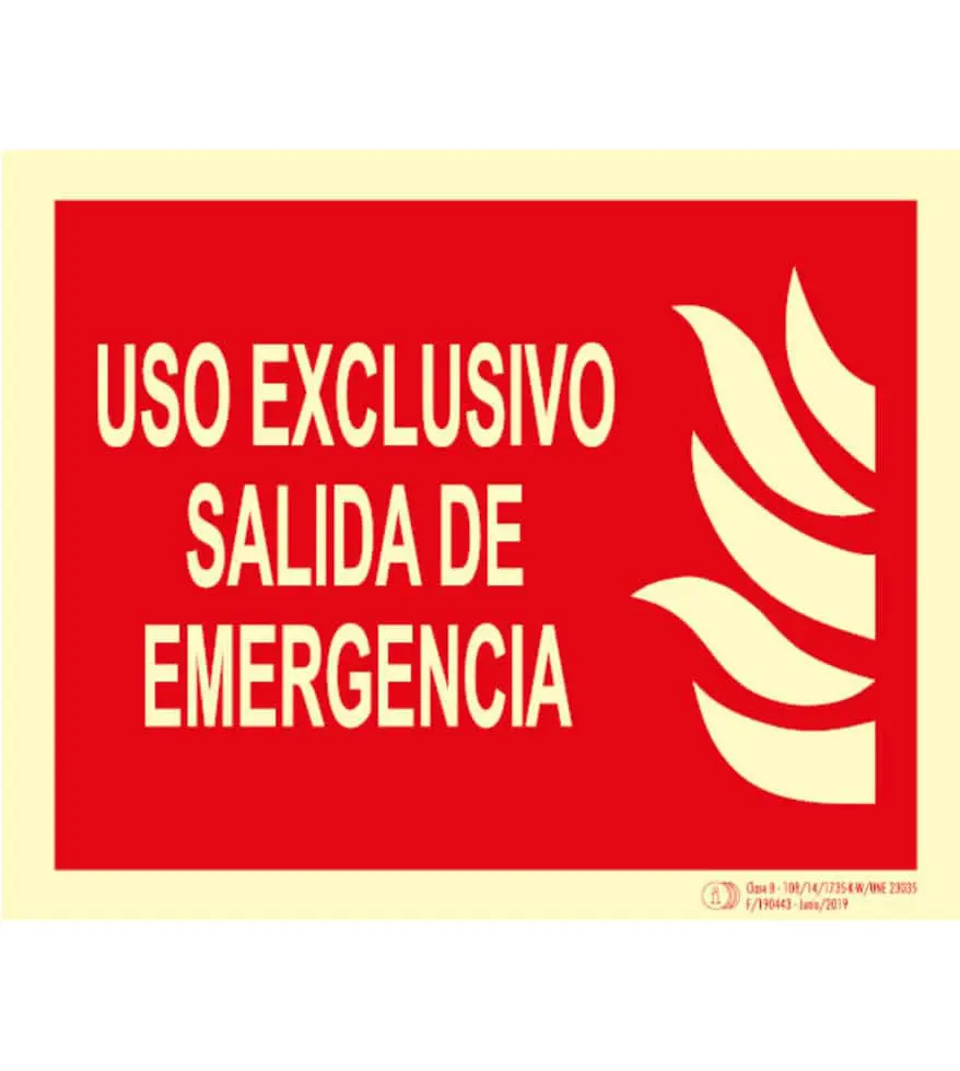 PCI-830_2 Señal / Cartel Uso exclusivo salida emergencia. Clase B