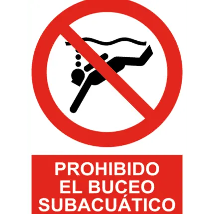 Señal / Cartel de Prohibido el buceo subacuático