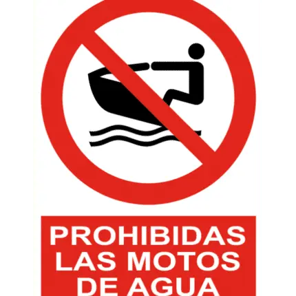 Señal / Cartel de Prohibidas las motos de agua