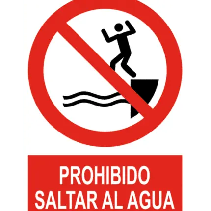 Señal / Cartel de Prohibido saltar al agua