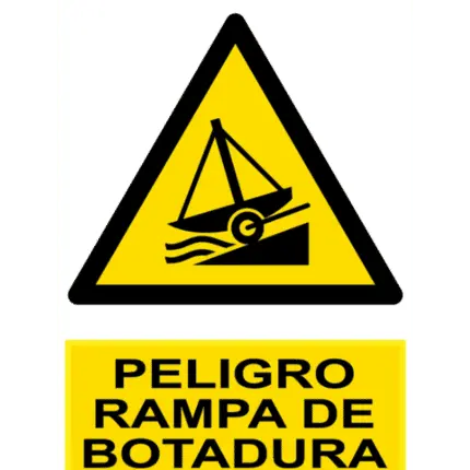 Señal / Cartel de Peligro rampa de botadura