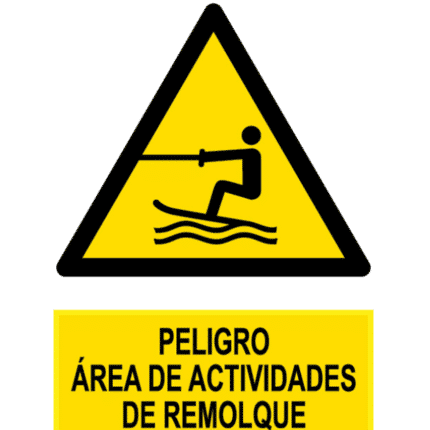 Señal / Cartel de Peligro área actividades remolque